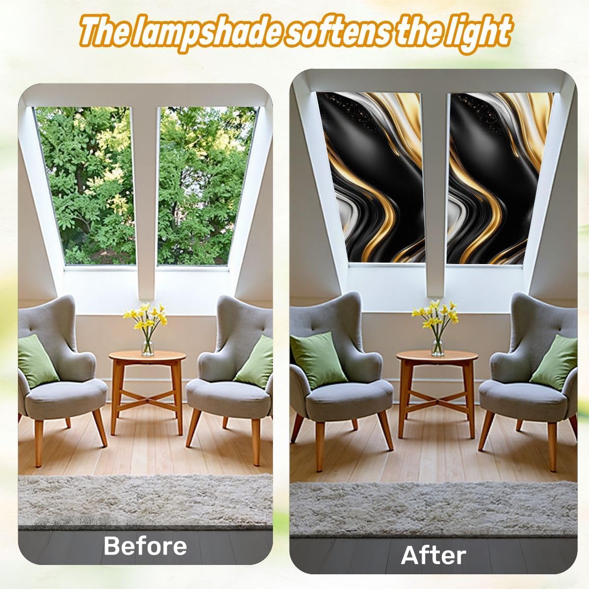 Fluorescent Light Covers for Ceiling Lights Abstract Luxury Marble Modern 3D Painting Gold Easy to Install Magnetic Light Filter for Classroom Office Hospitals School Home