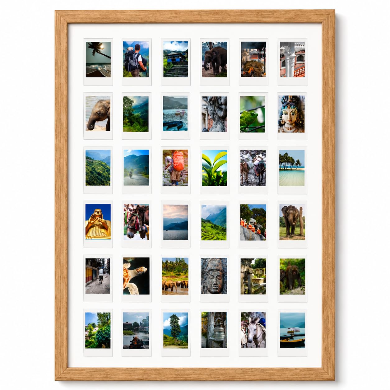 pf+a Perspex Window Instax Mini Multi Photo Frame For 36 Photos - Oak Effect A2 Multi Instax Mini Picture Frame