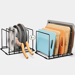 2-Pack Cutting Board Organizer, 5-Slot Steel Kitchen Storage Rack for Cu...