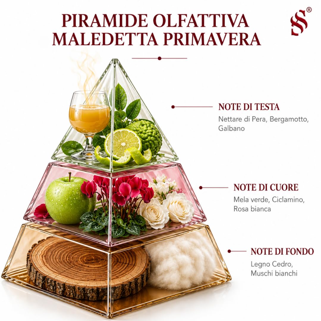 Nachfüllung für Kaltvernebelungs-Diffusoren Duft Maledetta Primavera, Raumduft mit ätherischen Ölen aus Rose, Alpenveilchen und Bergamotte, für Zuhause und Büro, 500 ml