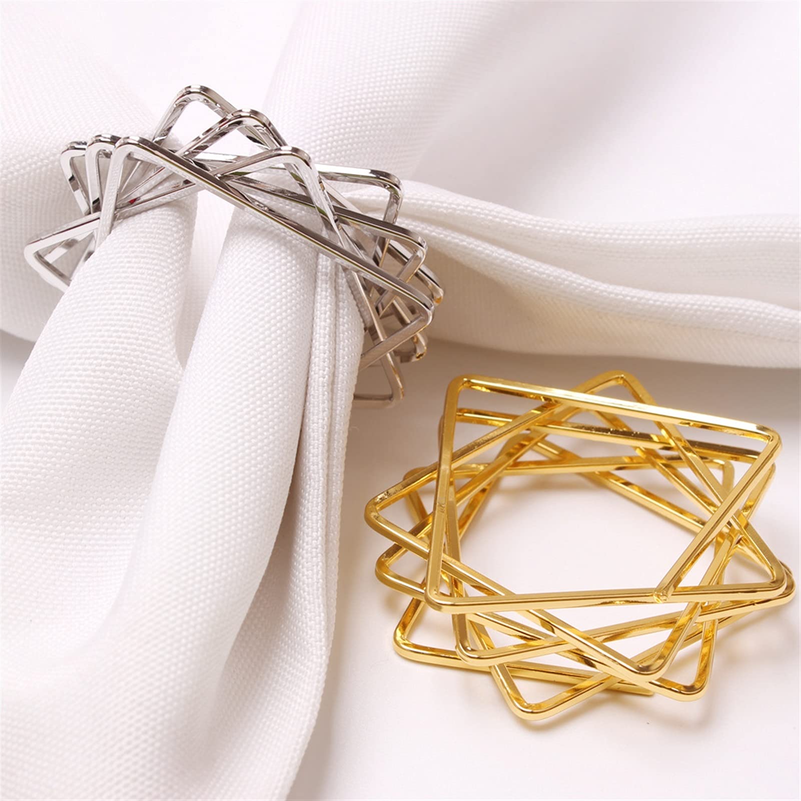 10 stücke Neue Stern Serviette Schnalle Polygon Serviette und Gewebering Dekorieren Zubehör (Color : Gold)