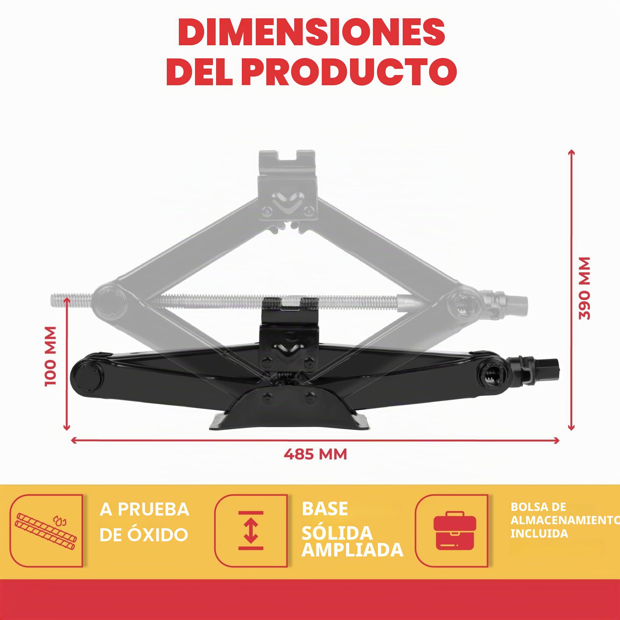 GADLANE Kit de gato de tijera (3 toneladas) | Kit de gato hidráulico portátil de alta resistencia con adaptador de broca, llave extensible, trinquete de elevación