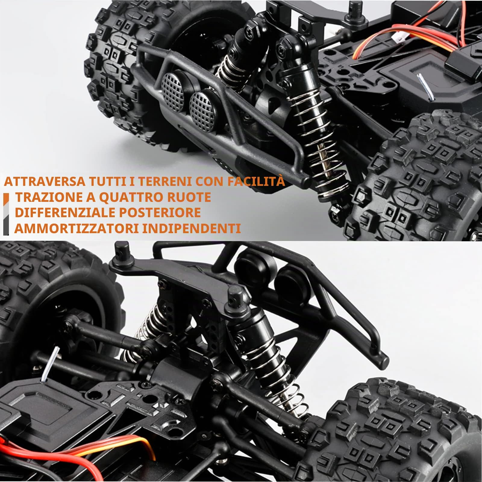 Macchina Telecomandata, Alta velocità Auto RC 40 km/h, scala 1/18 4WD Fuoristrada con 2 batterie ricaricabili 60 Min+ Giocare Tempo, 2.4GHz RC Camion Cars