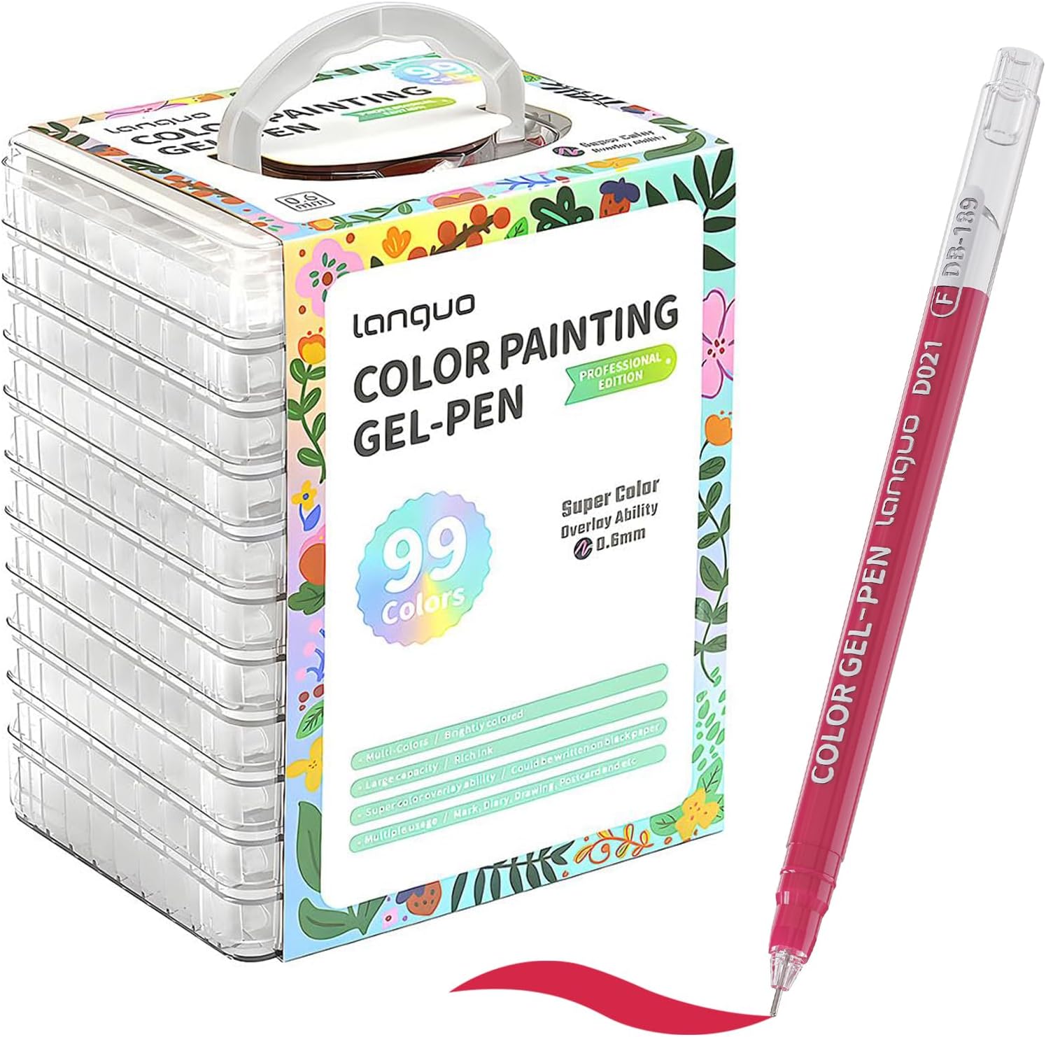 99 Color Gel Pens Set, 0.6mm Fine Tip | Coloring Pens for Black Paper and White Paper, SmoothWriting Art Pens for Journaling, Drawing, Doodling, Coloring Books