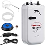Feekoon Battery Powered Portable Aquarium Air Pump, 2 Speed Bait Aerator Pump Fish Tank Bubbler with Accessories Fits Most Bait Buckets for Fish Tank, Outdoor Fishing, Power Outages and Emergency