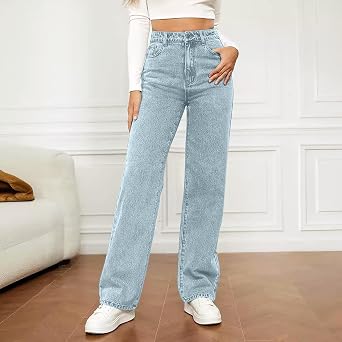 Jeans for Womens Wide Straight Leg High Waisted Stretchy Baggy Jean Pant Fashion Loose Denim Pants Fall Trousers 2025