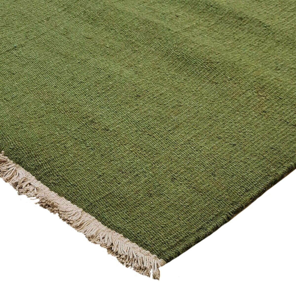 Tapis en jute et coton avec franges vert foncé 120x170 - style bohème
