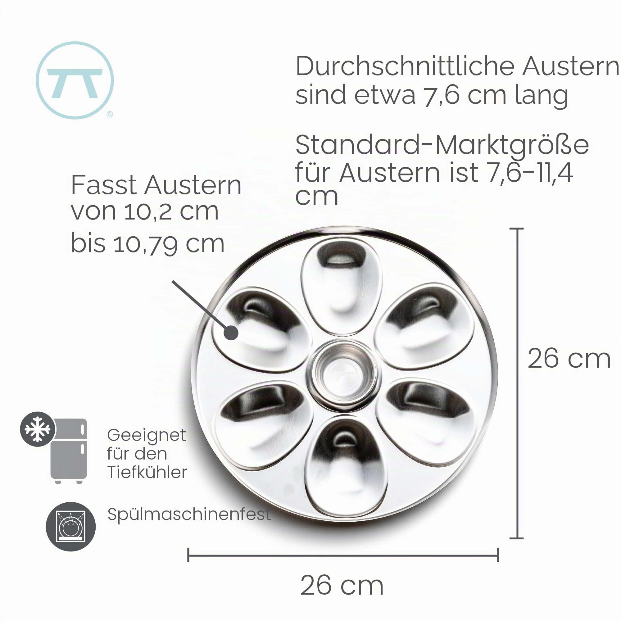 OUTSET Austern-Tablett, 6 Fächer und Gewürzbecher