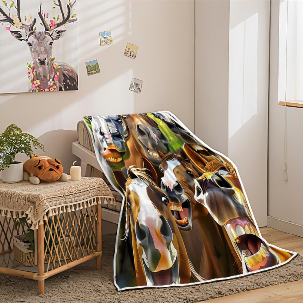Pferde-Flanelldecke – Weich, Flauschig, 101,6 X 127 Cm, Für Kinder & Erwachsene (versch. Größen)