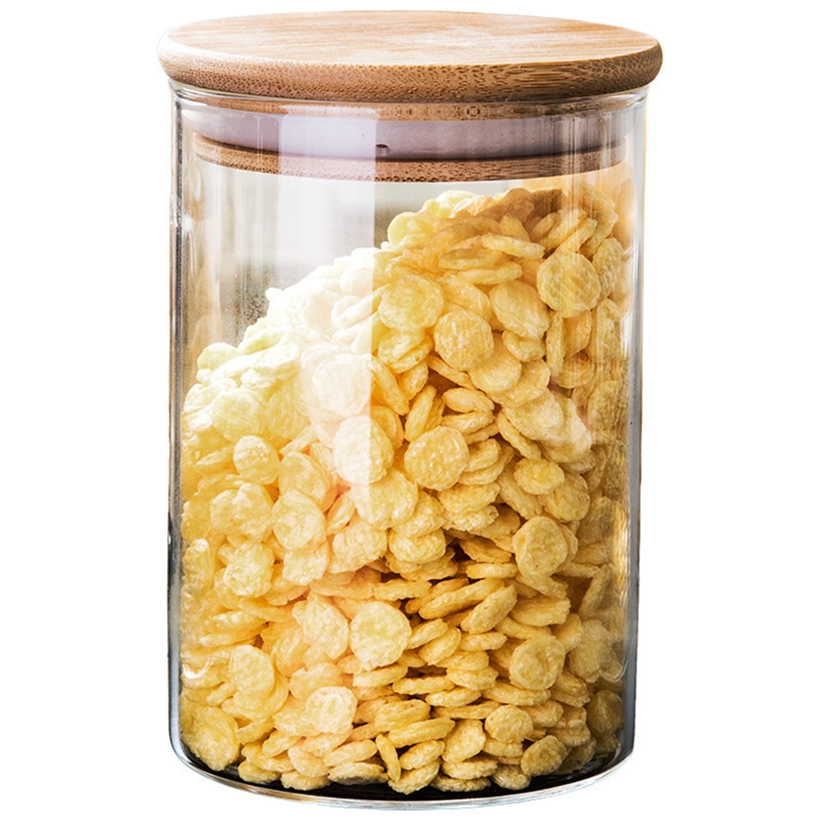 JINGYAN Storage Jars Candy Jar For Spices Glass Transparent Container Jars With Wood Lids Cookie Kitchen And Sealed Canister