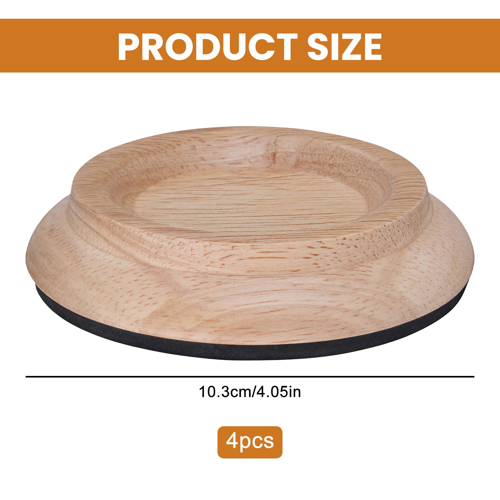4 posavasos para piano, de madera, redondos, 10 cm de diámetro, para piano, de madera de caucho, para piano, muebles, sofás
