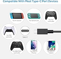 Vista 5 de Cable de carga para Nintendo Switch Fyoung, 9.8 pies de largo, de carga rápida, USB tipos A - C, cable de carga para Switch