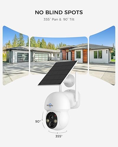 Miniatura 3 de Hiseeu Cámara de seguridad solar inalámbrica para exteriores, WiFi 2.4G y 5G, visión nocturna a color, vista de 360, panorámica e inclinación,