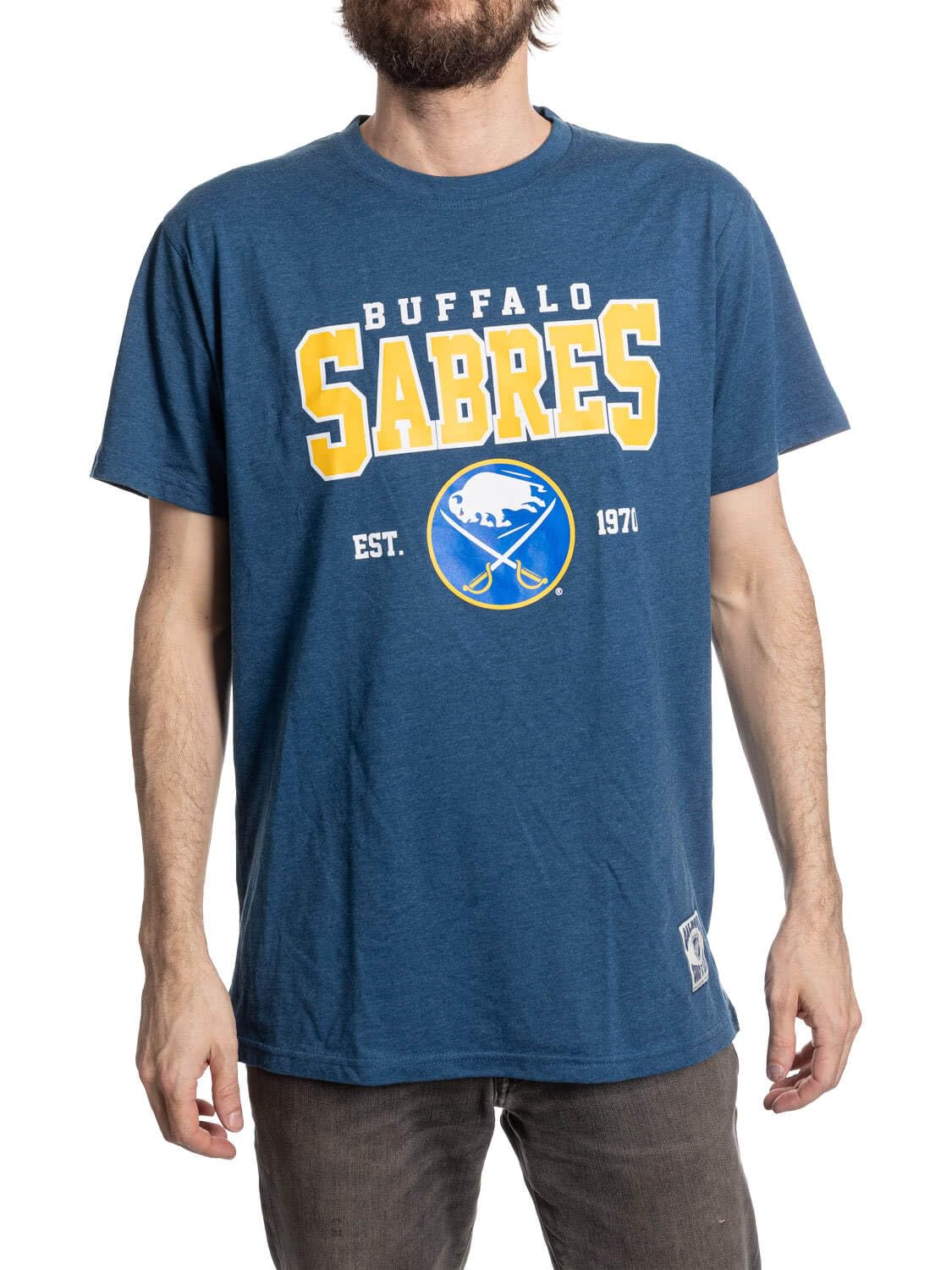 NHL Men’s Heather Vintage Style T-Shirt — Screen Printed Logo Tee, Cotton Poly Blend