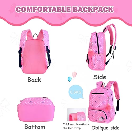 Miniatura 6 de Mochila escolar 3 en 1 con estampado de lazo para niños, 3 en 1, con bolsa de hombro y bolsa para lápices