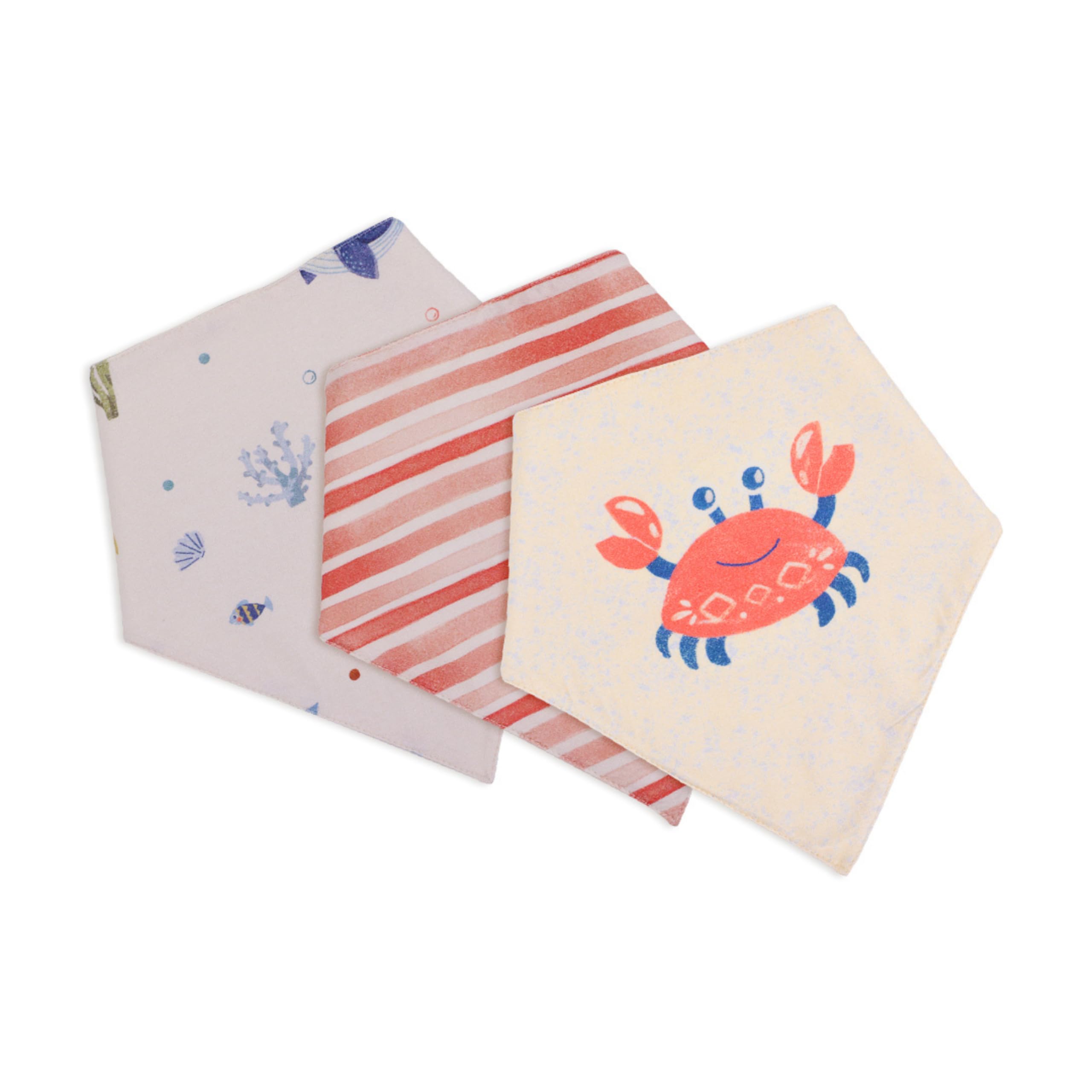 abracadabra Organic Cotton Baby Dribbler Bibs (Set of 3) – Soft, super absorbent & lightweight with adjustable snaps. Ideal for drooling & teething. Unisex baby & toddler gift - Hello Sea-image-44
