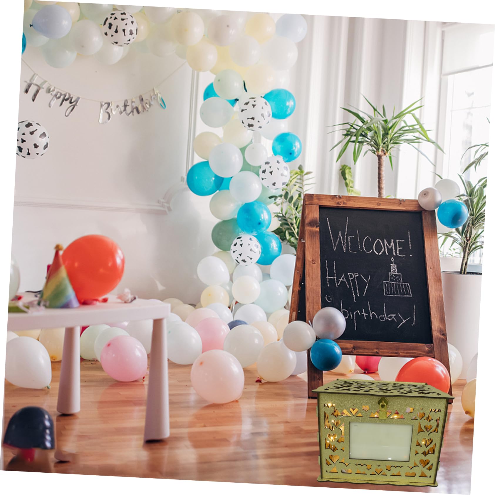 ABOOFAN Scatola Portabuste Matrimonio Raffinata e Multifunzione, in Legno e Metallo, Oro, Decorazione, per Ricevimento Nozze e Feste di Compleanno