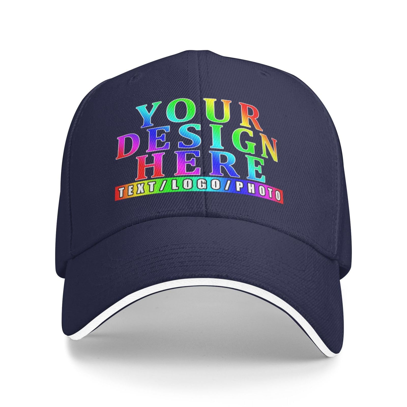 DQHXTK Custom Hat Logo, Personalized Baseball Cap, Customized Kids Sun Hats,Mens Summer Trucker Cap, Outdoor Sport Ponytail Cap, Personalised hat, DAD/Mom Gifts