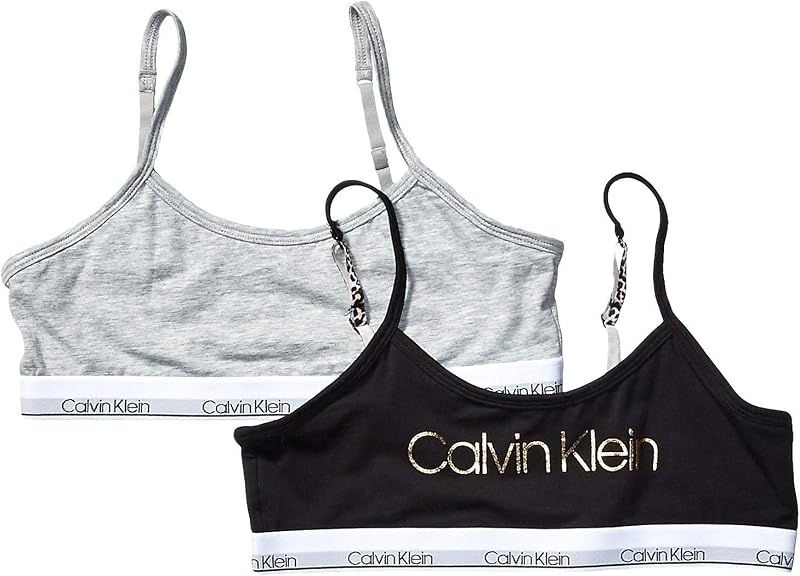 Calvin Klein Kids Girls' Cropped Cotton Cami Bralette 2-Pack