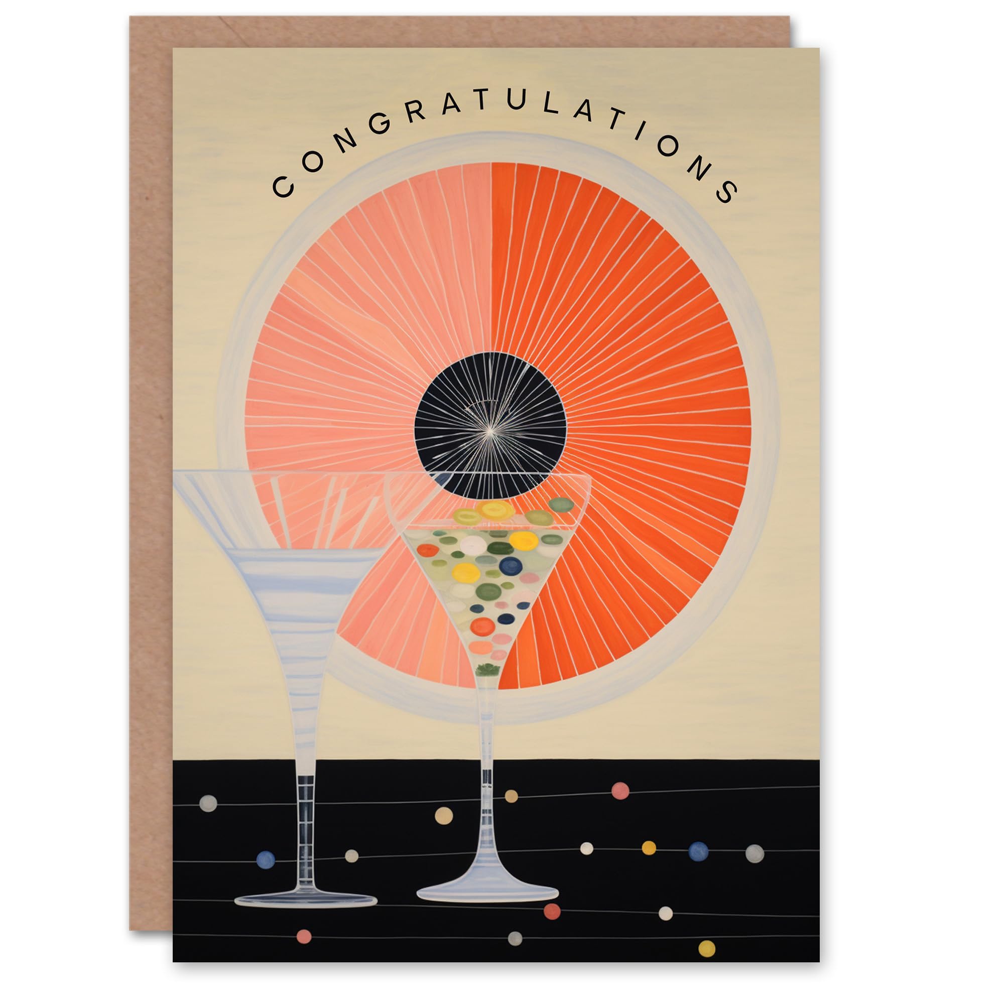 Artery8 Congratulations Greeting Card Abstract Cocktails Drinks For Him Her