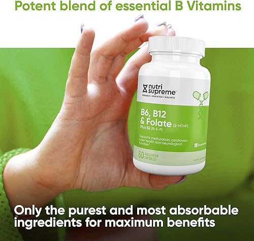 Miniatura 7 de Nutri Supreme, folato con B6 y B12, ayuda a mantener los niveles normales de homocisteína y la salud cardiovascular, 60 unidades, certificado Kosher