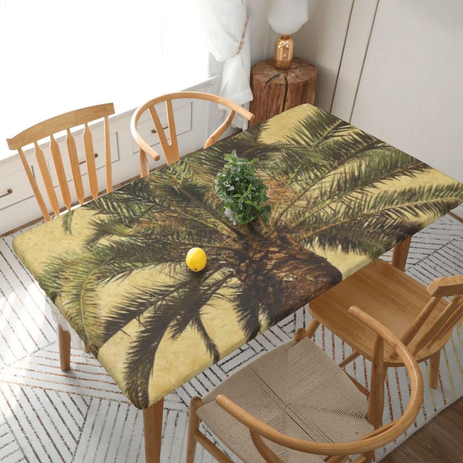 BNVSADC Palm Tree Tropical Printed 5FT Tablecloth Polyester Kitchen Water Resistant Table Cloth Dining Table Decoration Table Covers, 152x76 CM