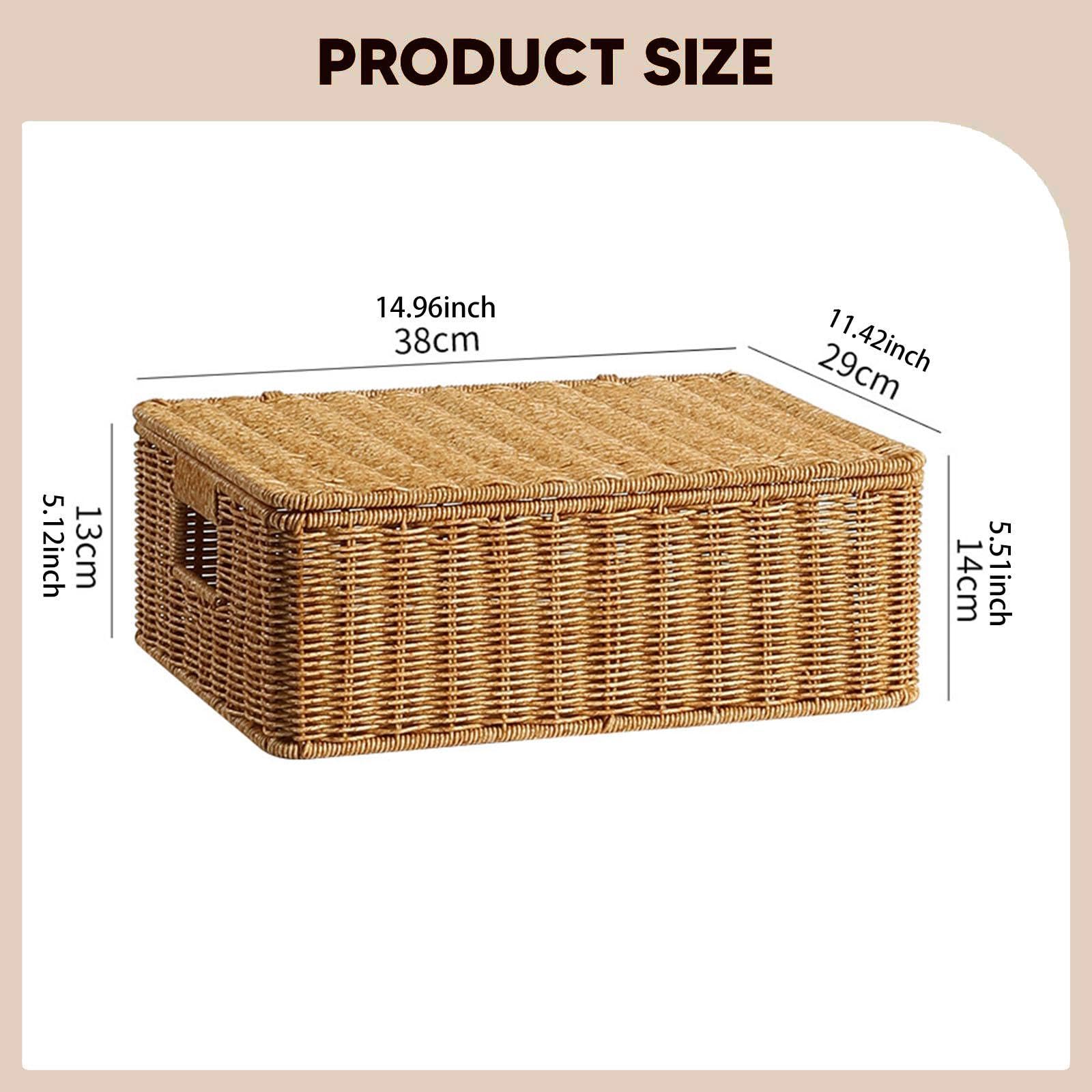 Cesta de Almacenamiento Tejida, cesto para Ropa, contenedor de Almacenamiento Plano portátil, organización del hogar para gabinetes, Cocina, Sala de, L