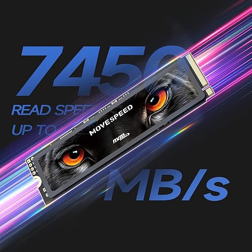 Miniatura 2 de MOVE SPEED HB7450 SSD de 1 TB para PS5 con disipador de calor TLC NAND, unidad interna de estado sólido PCIe 4.0 NVMe M.2 - Hasta 7450 MBs,