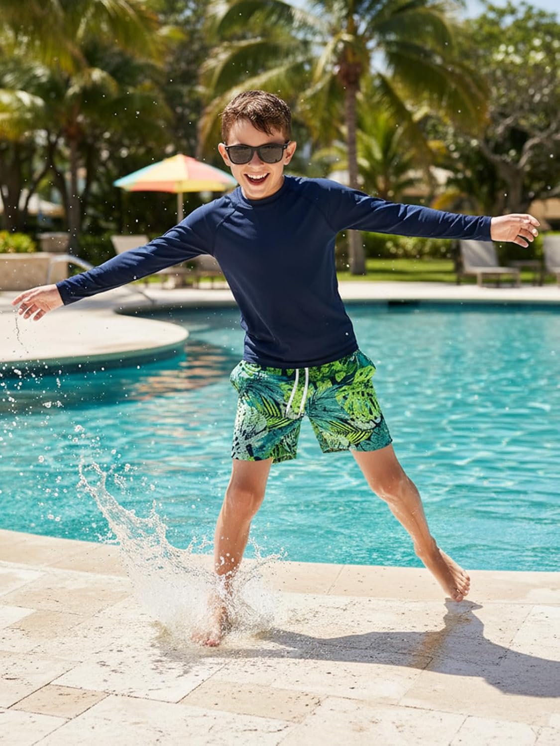 Valcatch Boys Swim Set with Swim Trunks Kids Youths Long Sleeve Rash Guard Swimsuit Two Pieces Bathing Suit UPF 50+ Swimwear - Image 4