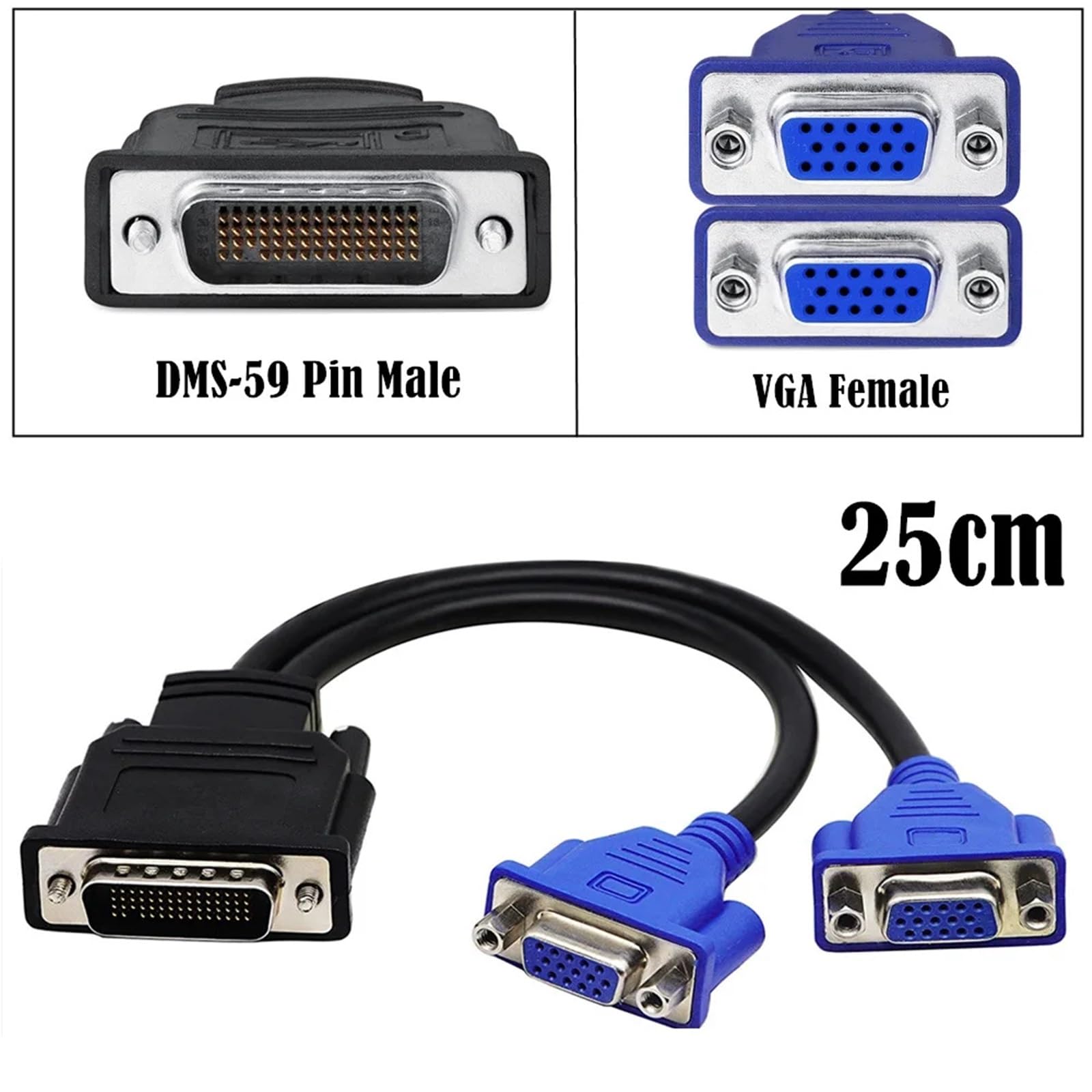 LFH DMS 59Pin kabel rozgałęźny męski na 2 HDMI VGA DVI DP żeński przedłużacz do karty graficznej monitor komputerowy TV projektor (DMS 59Pin-VGA DVI)