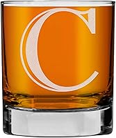 Vista 22 de Monograma grabado de cristal de whisky Rocks de 11 onzas (letra J), regalos de bourbon personalizados de la A-Z para hombres, día del padre, vidrio