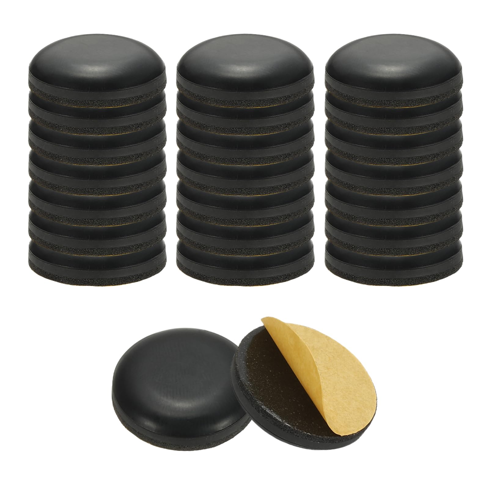 sourcing map 24 Pcs Stick Furniture Sliders, 20mm(25/32") Chair Slider Furniture Sliding Pads Round Reusable Glides Glider for Carpeted Tile Vinyl Hardwood Floors Moving Protectors, Black