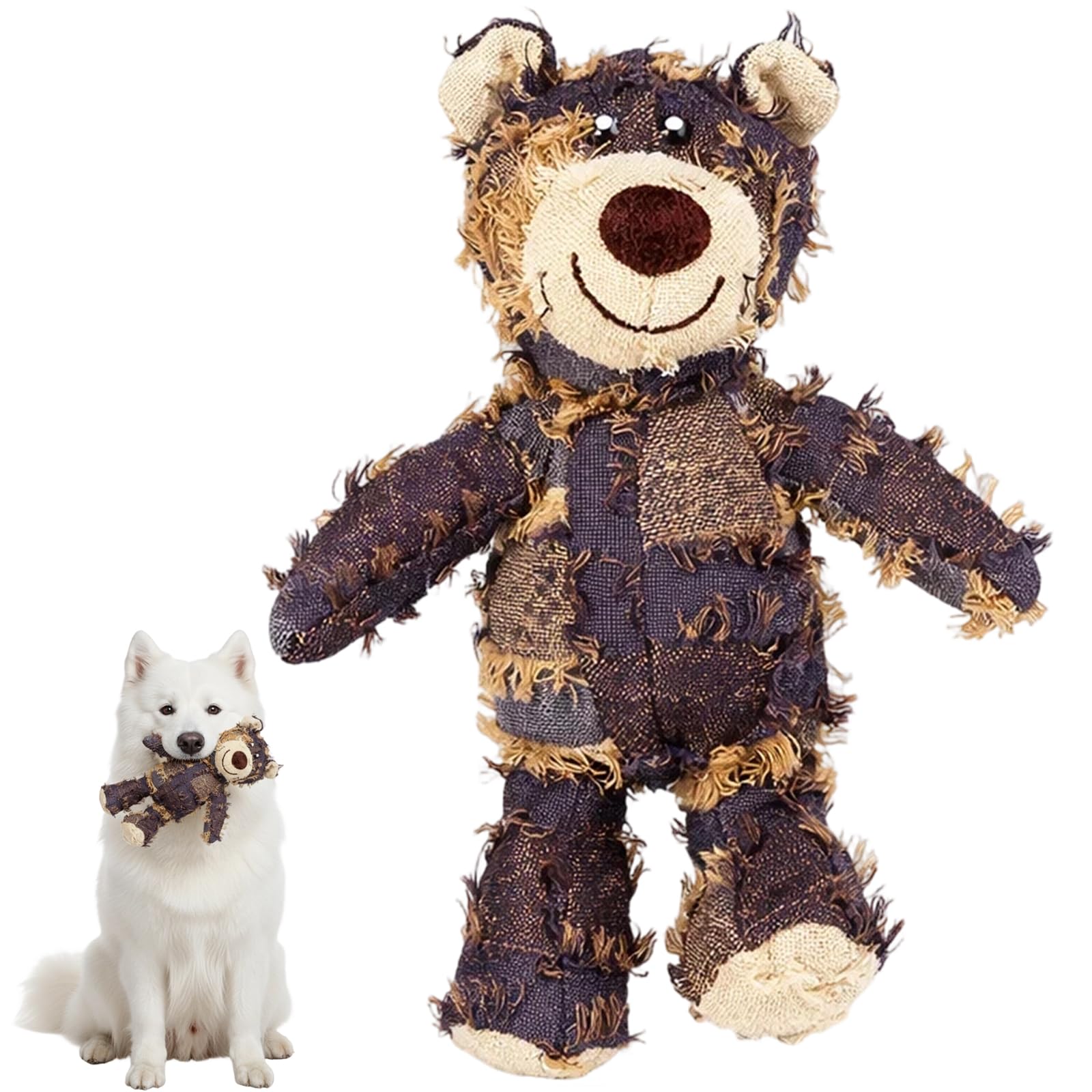 Gubilacrum 1Pcs Indestructible Dog Toys for Large Dogs, Unbreakable Bear Dog Toy with Durable Construction, Tough Dog Teddy Toy for Pets, Long-Lasting Indestructible Dog Teddy in Dark Purple, 20x18cm