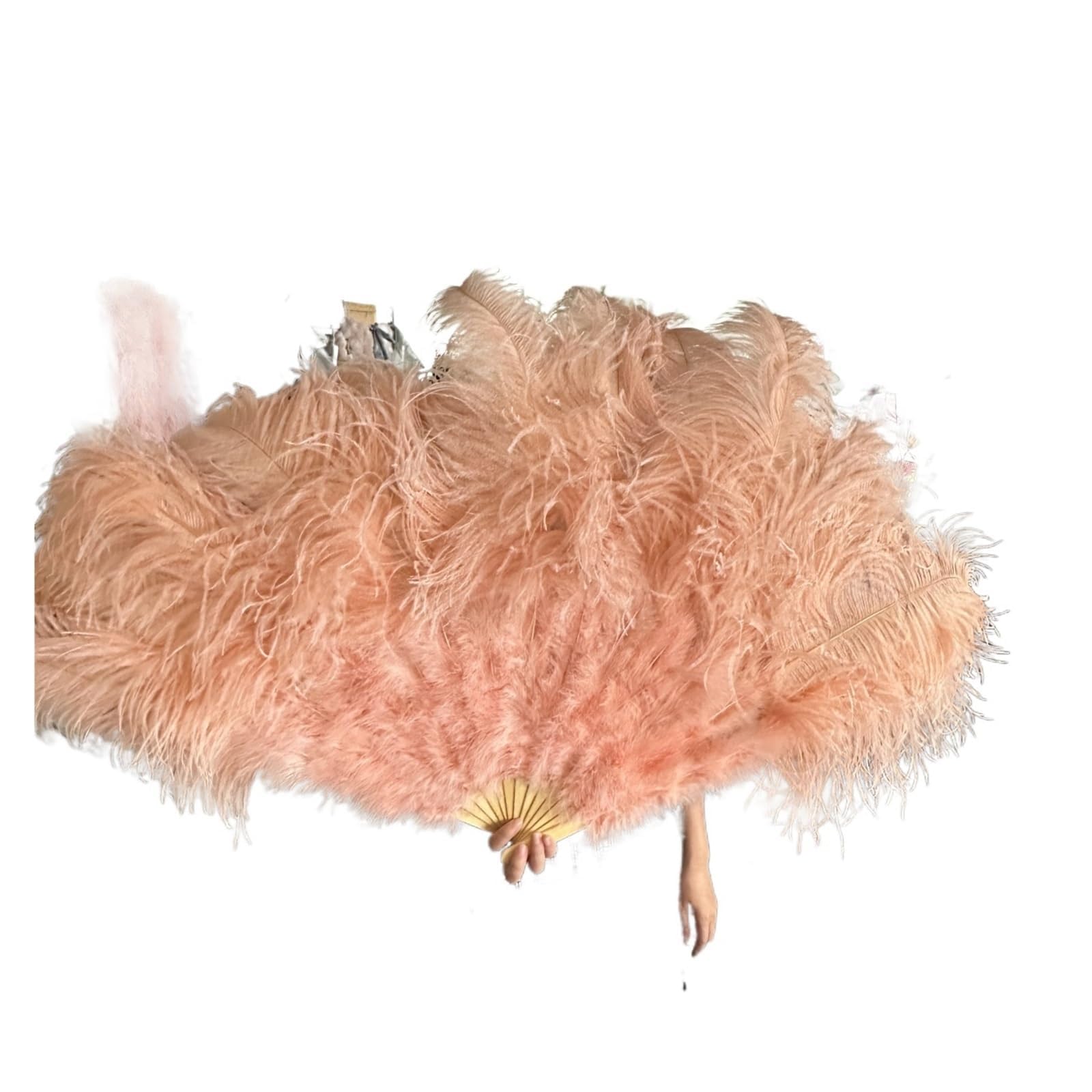 Wentylator składany z piór, ręczny wentylator skła Wentylator ręczny 100cm/130cm z piór strusich(Pheasant Pink,100cm)