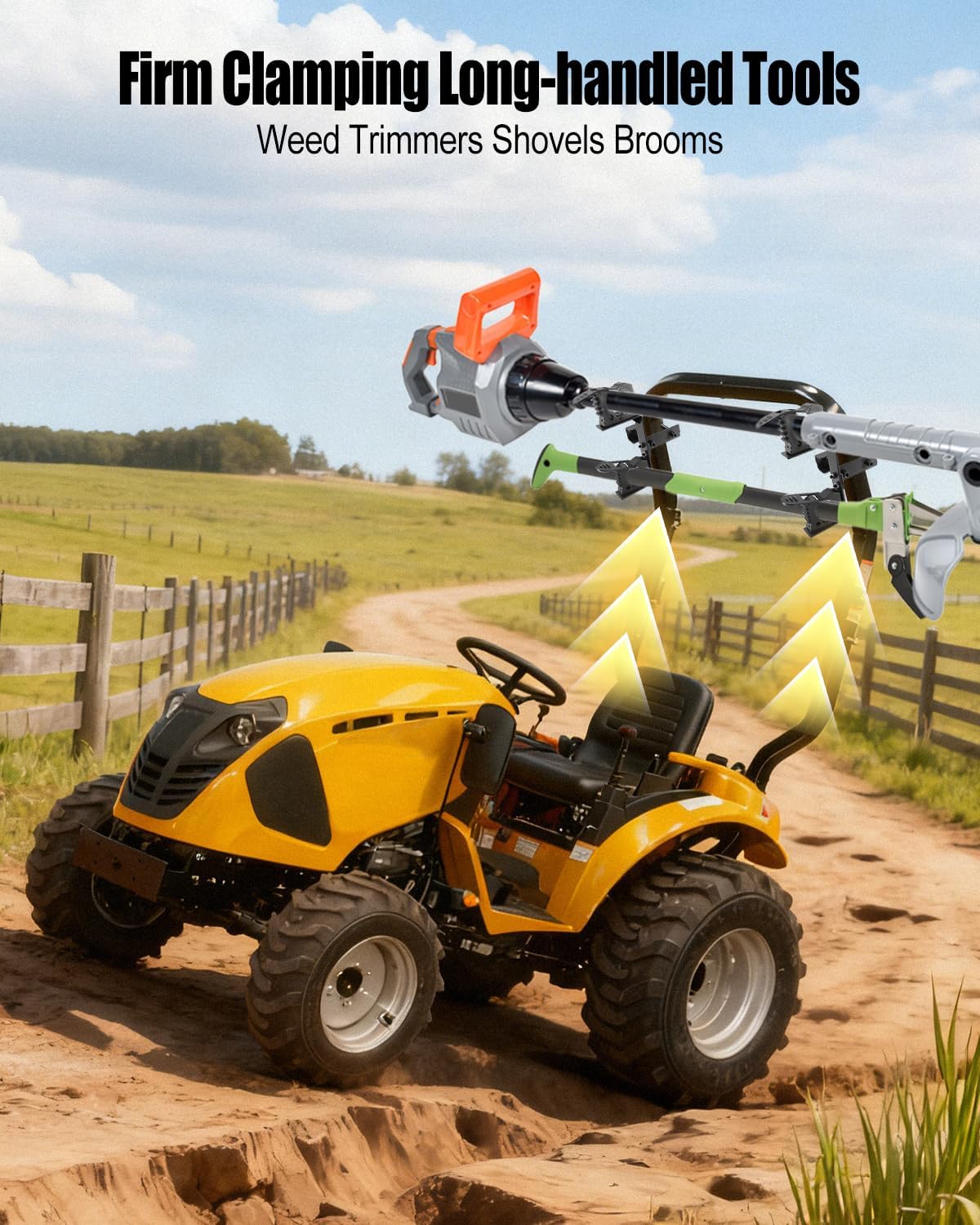 Tractor Tool Holder for ROPS, UTV Tool Rack for Weed Eater, Shovel, Compatible with Tractors Snowplows Zero Turn Mowers, Quick Release Adjustable Fits 2 Inch and Under, 2 Pack