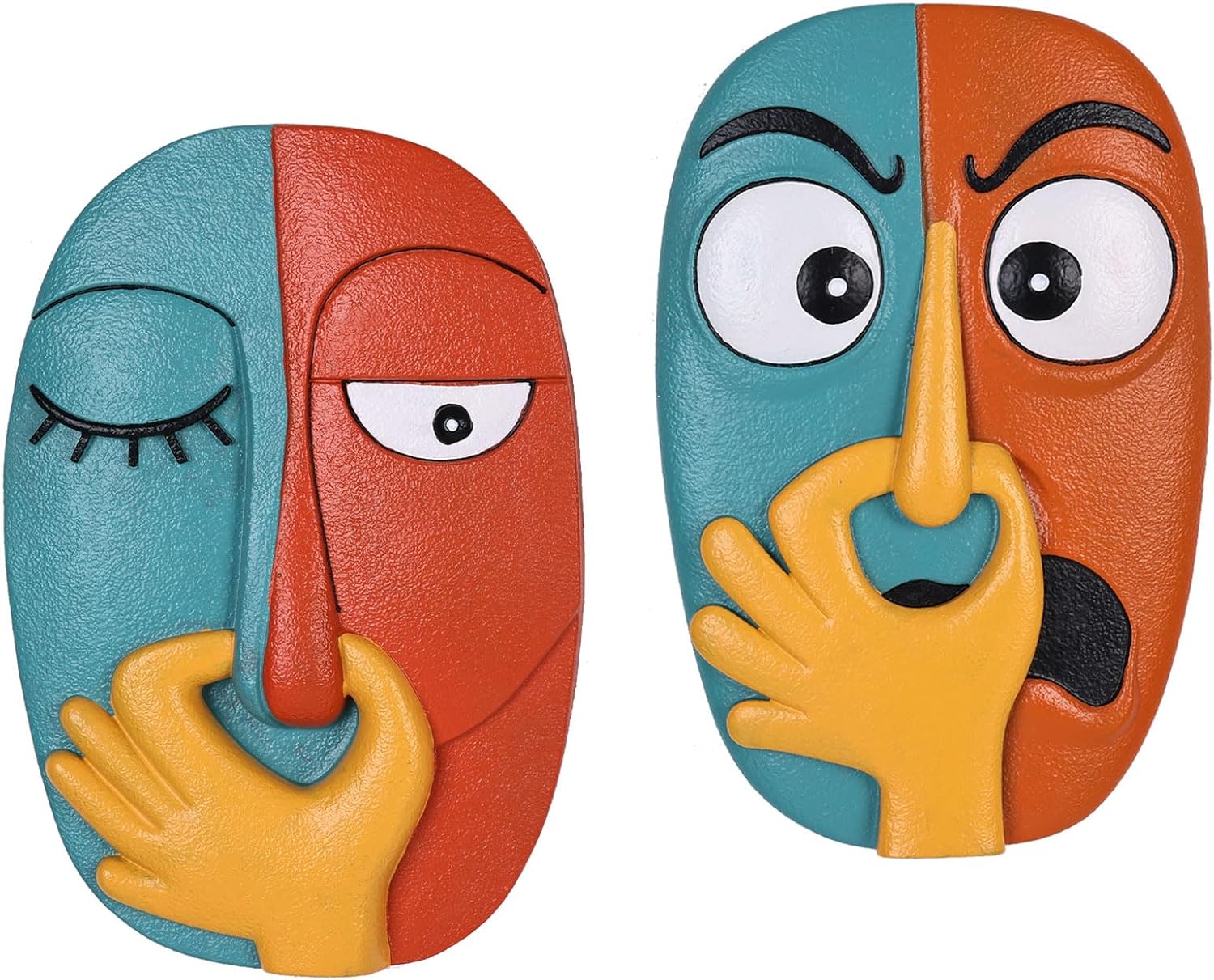 Funny Bathroom Wall Decor 2 Pack, Hand Painted Colorful Resin Wall Art with Hardware, Nose Pinch Stink Face Humor Decorations for Bathroom, Toilet, Restroom, Guest Bathroom, Half Bath, Small Bathroom