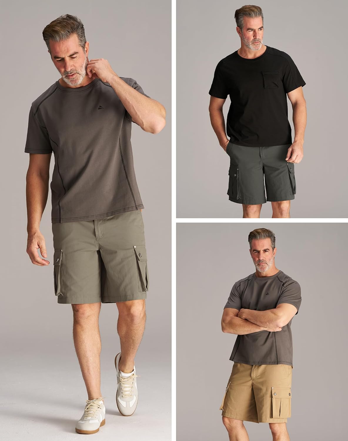 CHRONOLINE Men's Work Shorts Regular Fit Midweight Cotton Twill Cargo Shorts for Men Outdoor Shorts with Pocket