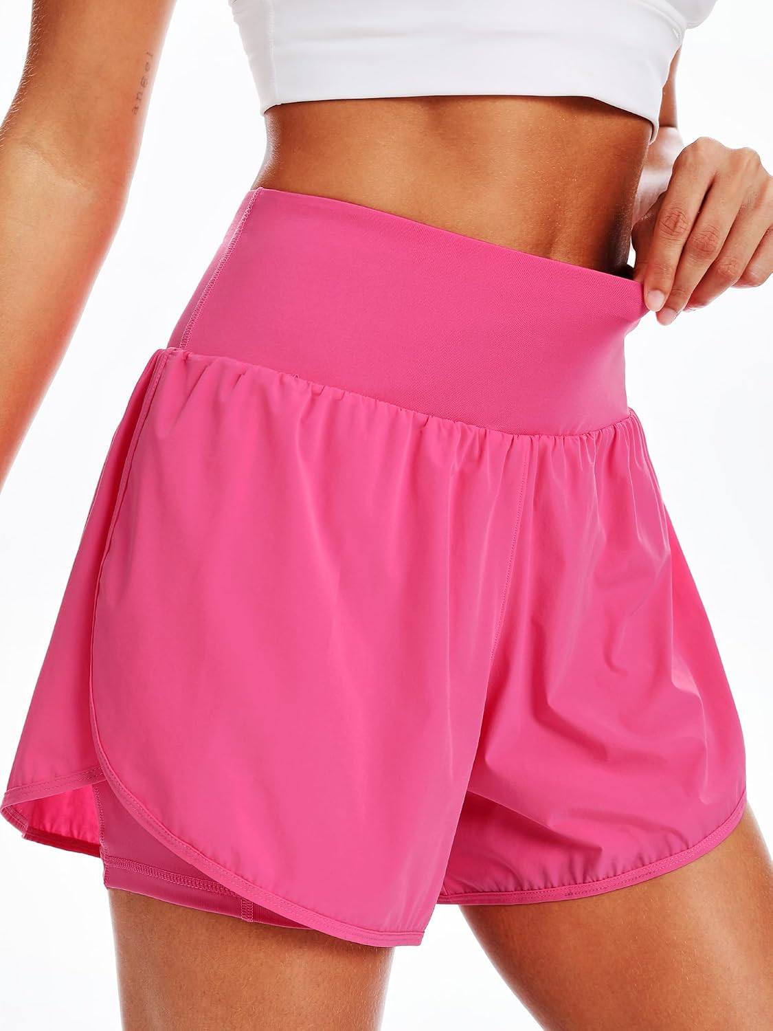 CADMUS 2 in 1 Women's 5'' Workout Athletic Gym Running Shorts for Women Phone Pockets