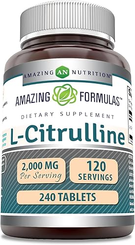 Miniatura 1 de Amazing Formulas L-Citrulina 2000 mg por porción 240 tabletas Suplemento de aminoácidos para hombres y mujeres  Sin OMG  Sin gluten  Fabricado en