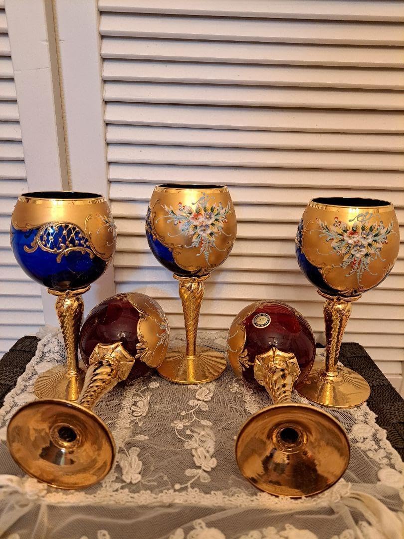 稀少☆イギリス ビンテージ ウランガラス ワイングラス 5個セット 稀少