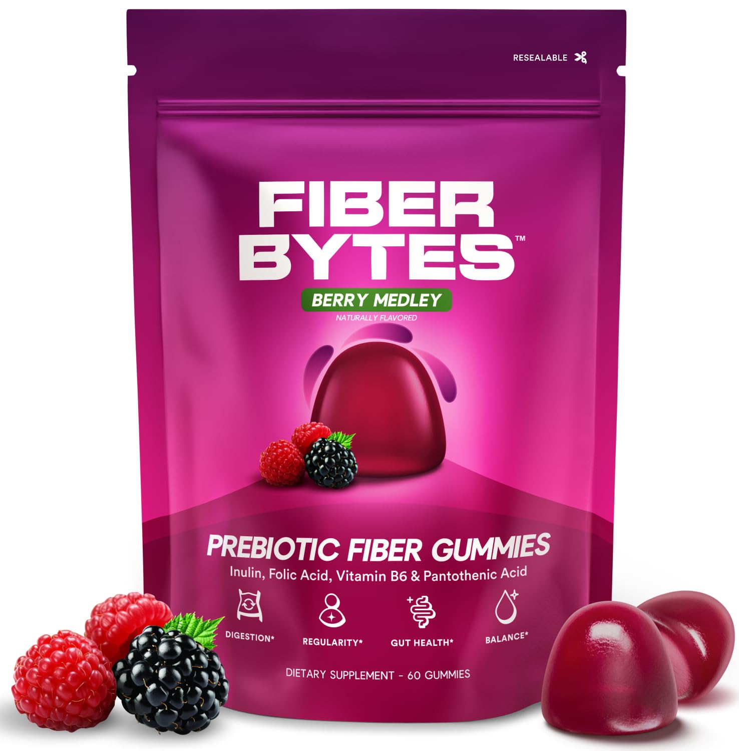 Fiber Bytes 3.5g Daily Fiber Gummies GLP-1 Support & Digestion - 60ct