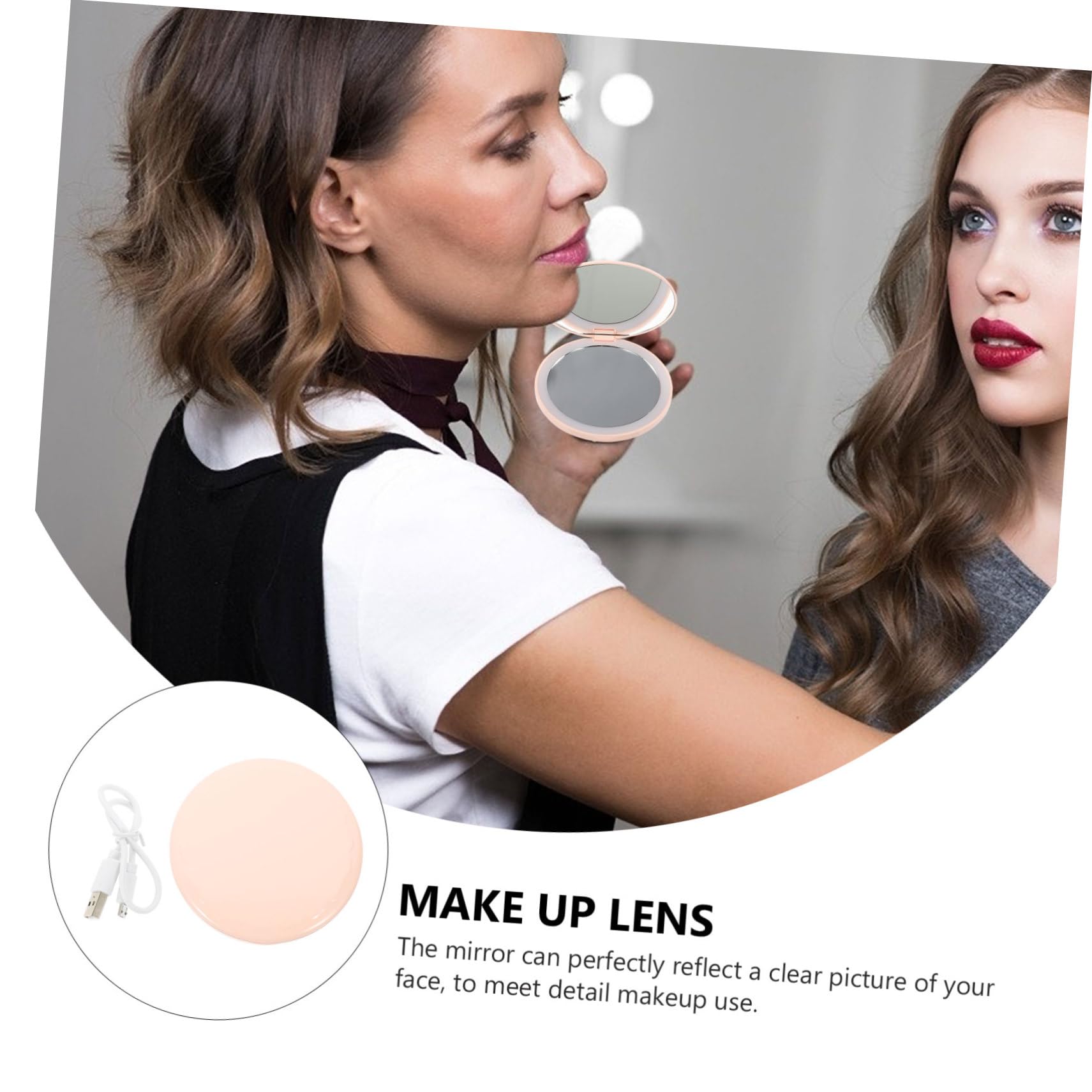 FRCOLOR 3 Set Di Specchi Compatti Per Il Viso Elettrici Da Viaggio Per Donne Piccoli Specchi Da Viaggio Con Luce Per Il Trucco