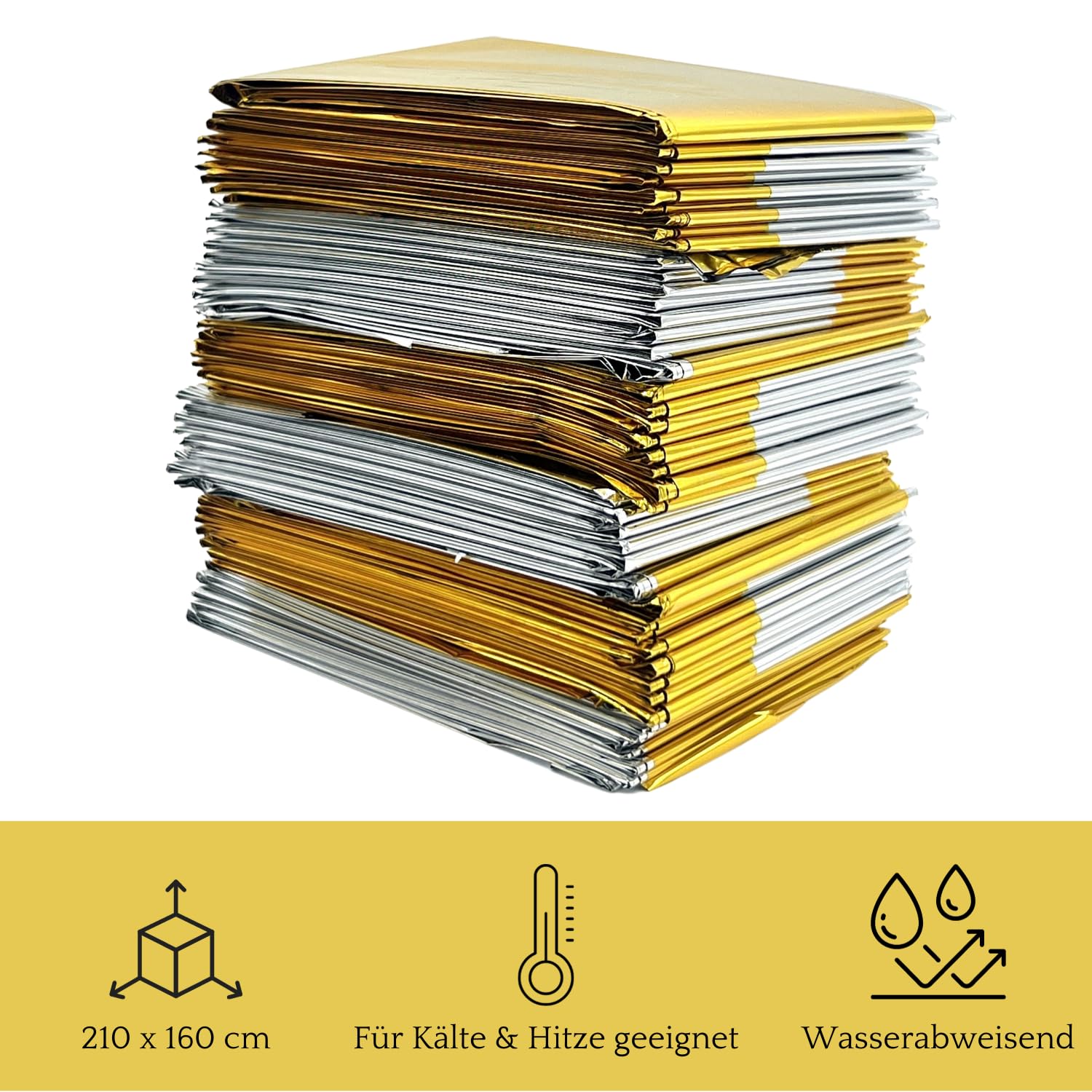 Lot de 50 couvertures de survie - 210 cm x 160 cm - Couverture de premiers secours - Couverture d'urgence - Couverture thermique