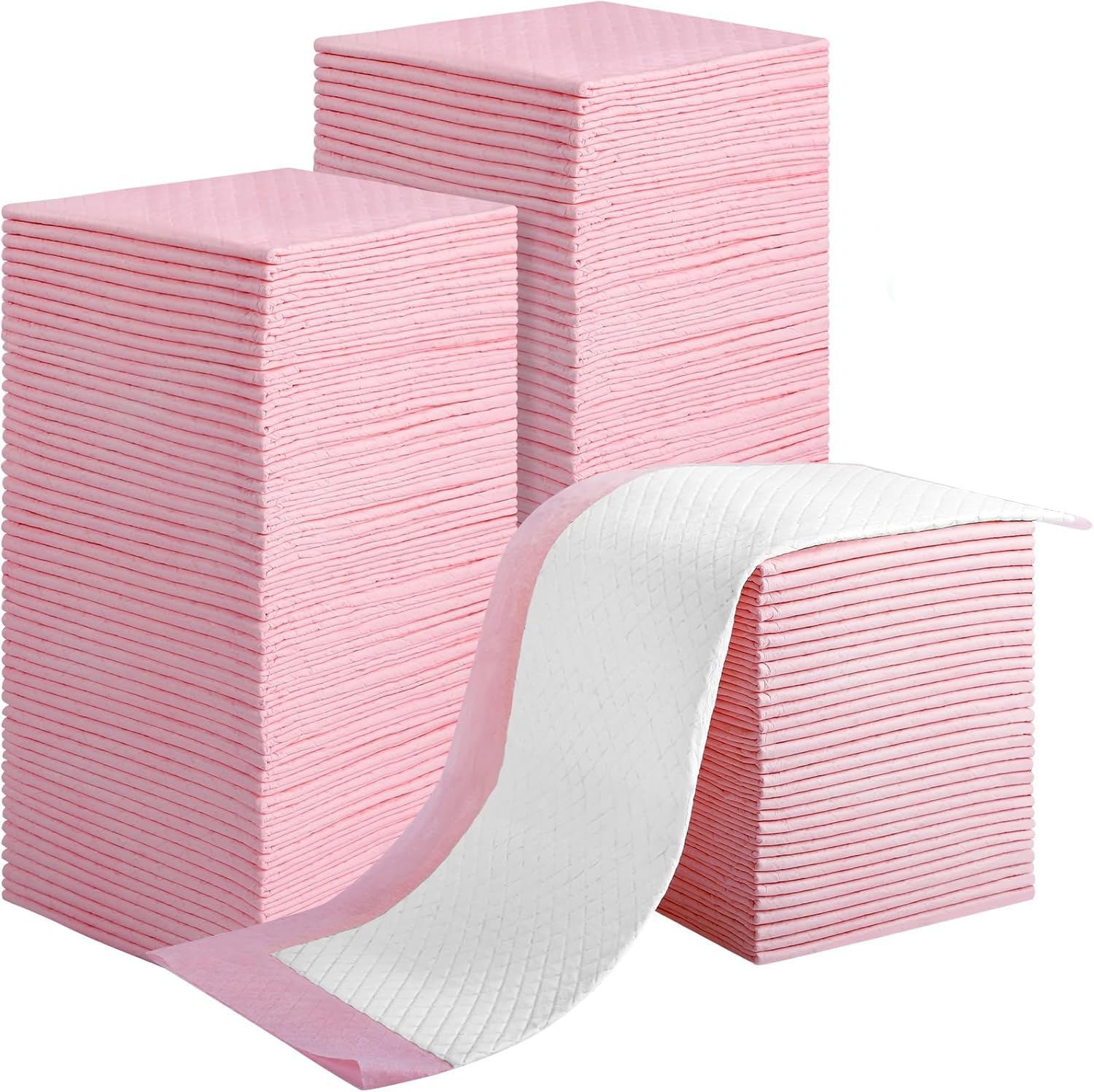 100 Stück Wickelunterlage Einweg, 33 x 45cm Baby Changing Mat für Unterwegs, Inkontinenzunterlage Wickelunterlage Einweg, Baby Wickelauflage, Rosa