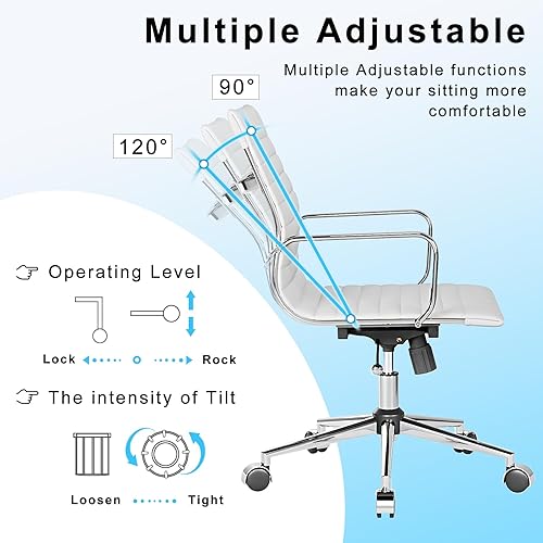 Miniatura 17 de Silla de oficina giratoria con reposabrazos y ruedas, cómodo asiento ajustable para juegos para adultos, silla de trabajo resistente para oficina en