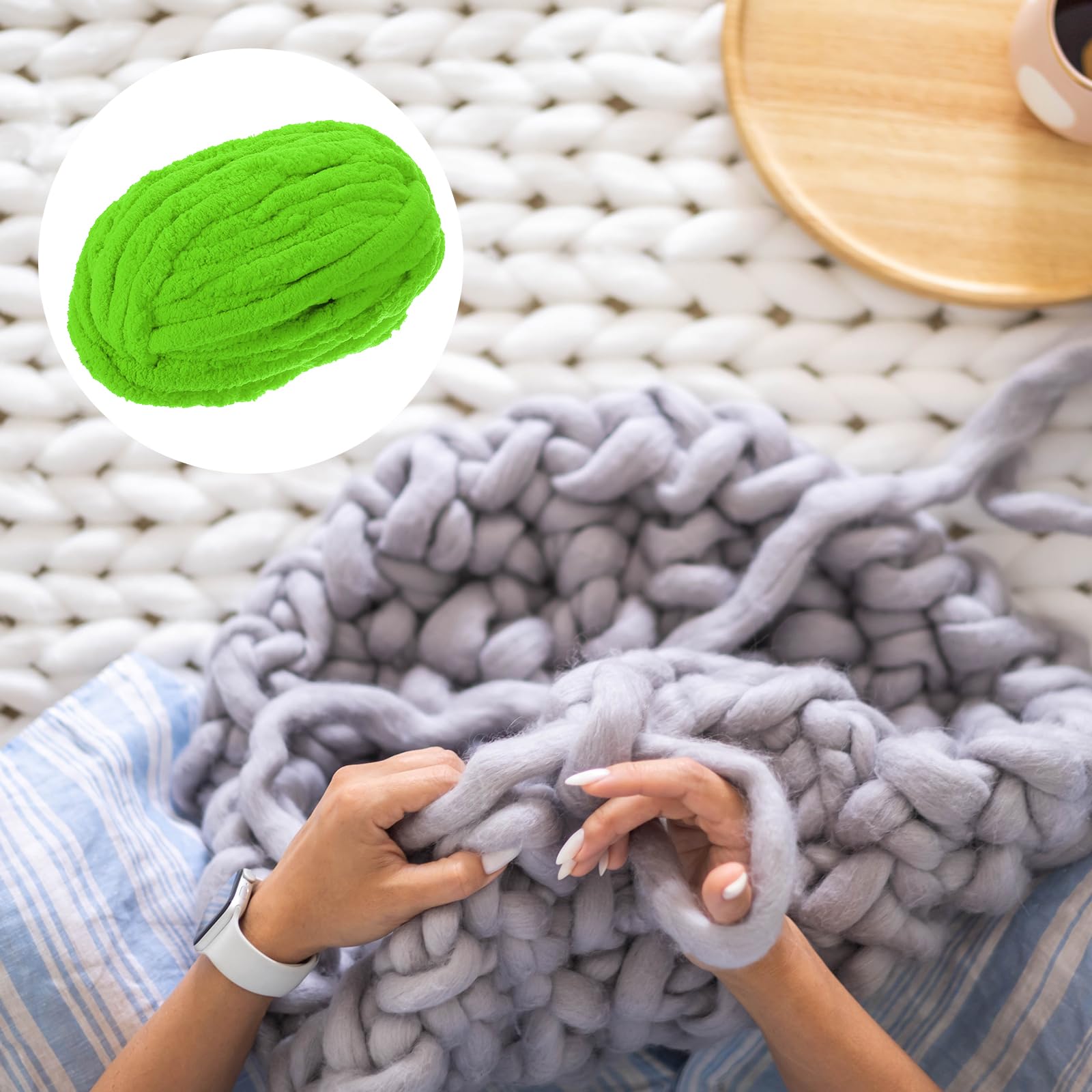 METALLIXITY Chenille Chunky Yarn(27m/29.53yard), Polyester Bulky Large Soft Fluffy Yarn - Image 3