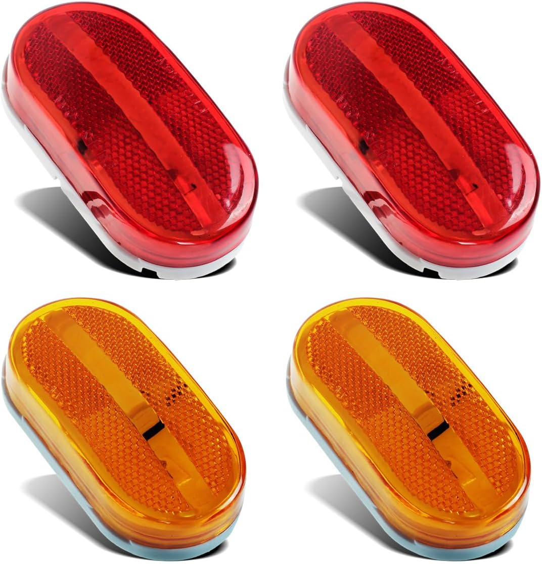 4x Rectangular 4 Inch LED Front Rear Side Marker Clearance Lights Indicator [DOT Certified] for RV Camper Motorhome Truck Trailer