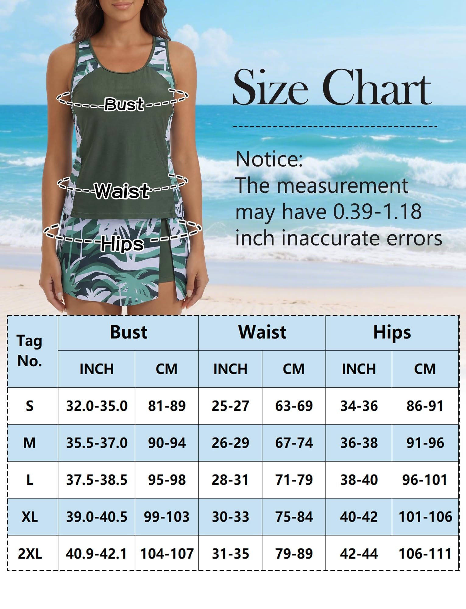 Maillot de Bain Tankini Femme 2 Pièces Gainant Ventre Plat avec Soutien Push-up Rembourré et Bas Taille Haute