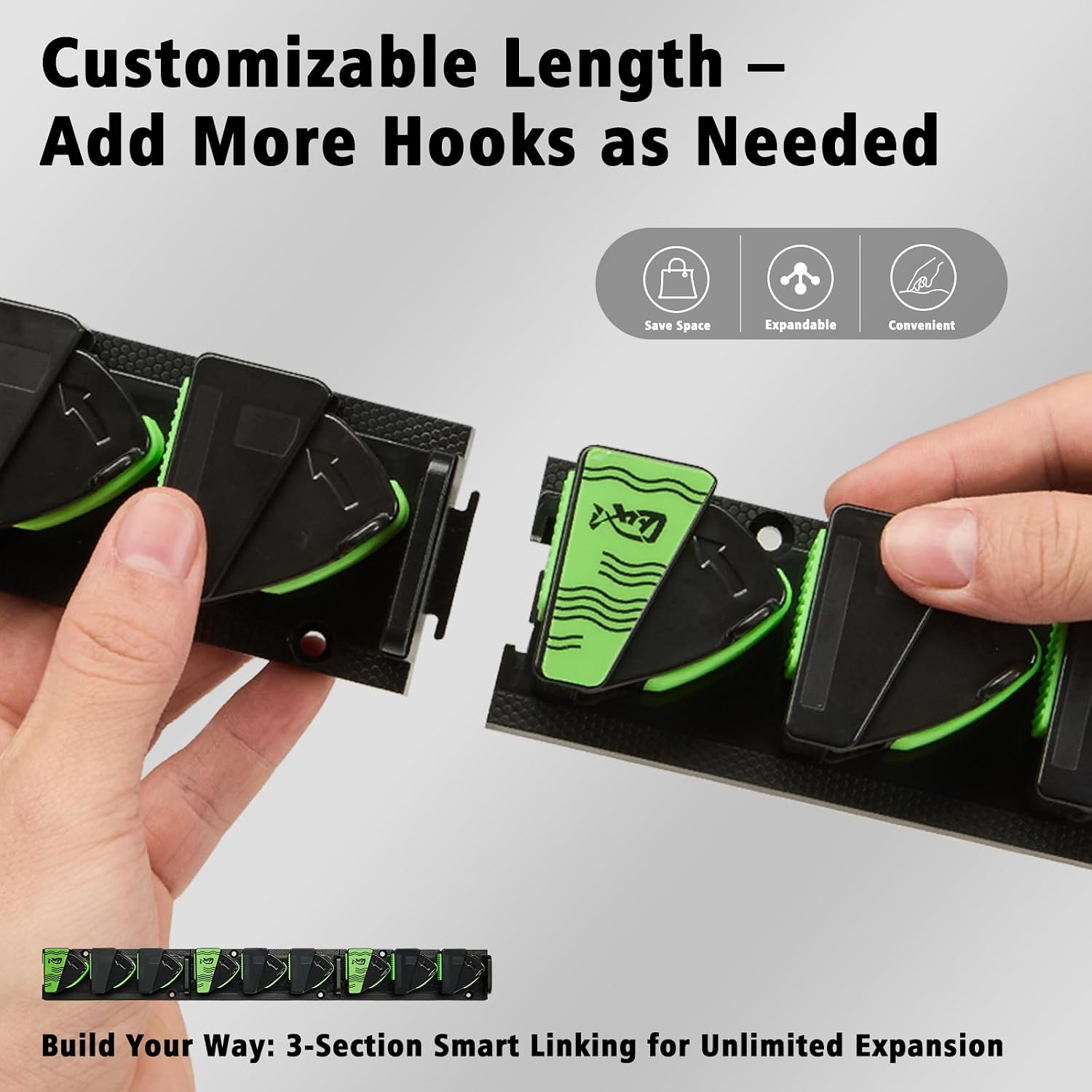 TORIOX Fishing Rod Holder Wall Mount, Expandable Fishing Pole Rack for Garage & Boat, Space-Saving Rod Storage Organizer with UV Silicone Clips & Free Lure Holder