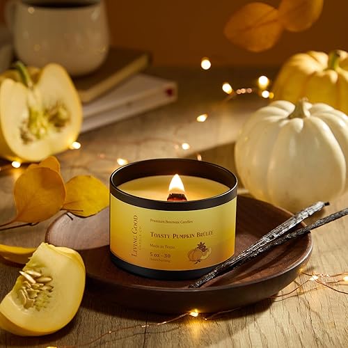 Miniatura 2 de Toasty Pumpkin Brulee - Vela de cera de abeja pura de 30 horas de larga duración, diseño clásico, velas perfumadas para decoración del hogar y